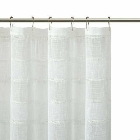 Homeroots 72 x 70 x 1 in. White Striped Embroidered Shower Curtain 399740
